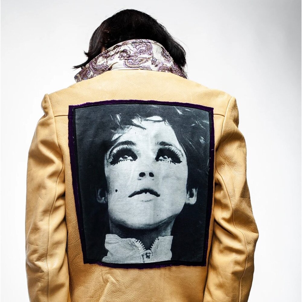 Vintage Leather Jacket w/Classic Edie Sedgwick Patch, Custom Sleeves and Accents - Picture 5 of 11